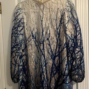 Blue and White Lace Adult Dance Costume with Tree Pattern